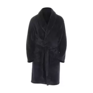 Pierre Roche Mens Flannel Fleece Robe (XL) (Navy)