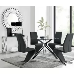 Cascina Dining Table and 4 Black Willow Chairs - Black