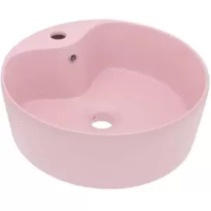 Luxury Wash Basin with Overflow Matt Pink 36x13cm Ceramic Vidaxl Pink