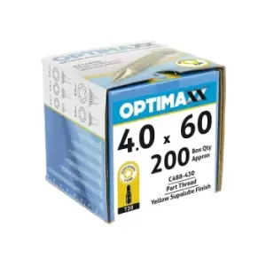 Optimaxx 4 x 60mm Torx Drive Wood Screws - Box of 200 - Yellow