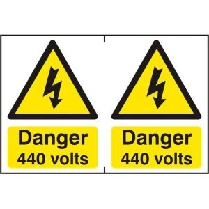 ASEC Danger 440 Volts 200mm x 300mm PVC Self Adhesive Sign