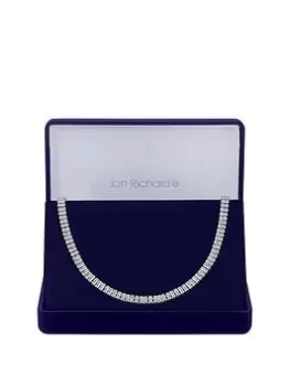 Jon Richard Rhodium Plated Cubic Zirconia Baguette Collar Necklace - Gift Boxed, Silver, Women