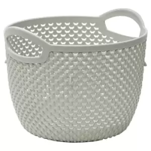 JVL - Droplette Design Plastic Round Storage Basket, 3.3L,16 x 19cm Approx, Grey, One Size