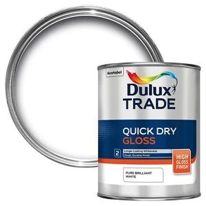 Dulux Trade Pure brilliant white Gloss Metal & wood Paint 1L