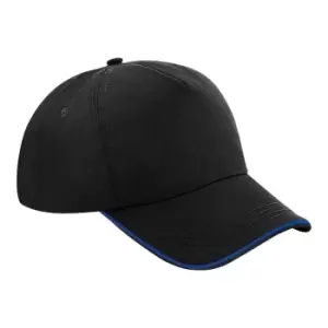 Beechfield Authentic 5-Panel Cap (One Size) (Black/Bright Royal)