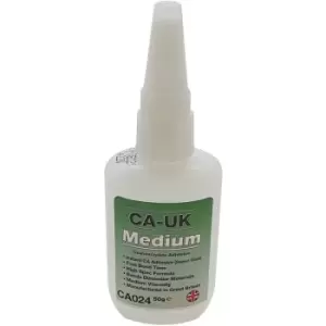 CA-UK CA024 Medium Cyanoacrylate Superglue, Medium Viscosity, 50g