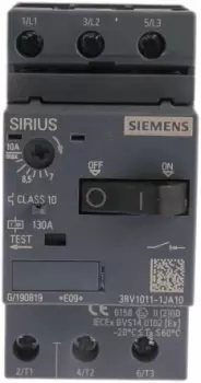 Siemens 7 10 A Sirius Innovation Motor Protection Circuit Breaker
