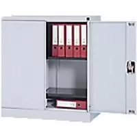Realspace Regular Door Cupboard Lockable with 2 Shelves Steel 920 x 420 x 1000mm Grey