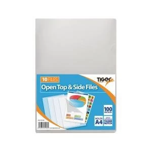 Tiger Open Top And Side Clear A4 Files Pack of 200 301569