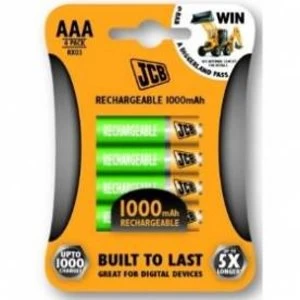 JCB AAA Rechargable Batteries 4 Pack