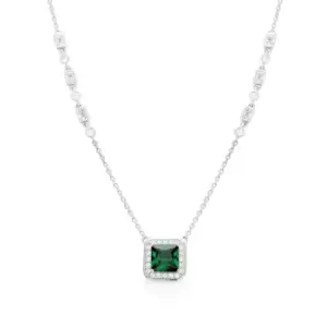 Diamonfire Silver White & Emerald Zirconia Art Deco Style Necklace