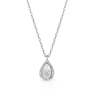 JG Fine Jewellery 9ct White Gold Diamond Faceted Teardrop Necklace