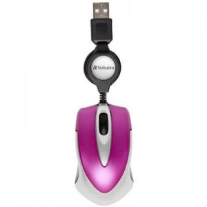 Verbatim Go Mini USB WiFi mouse Optical Cord winder Pink