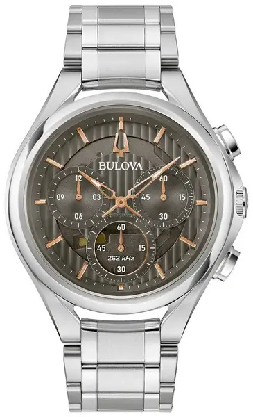 Bulova 96A298 Mens Curv (44mm) Grey Chronograph Dial / Watch