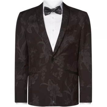 Label Lab Tyler Skinny Fit Tonal Print Suit Jacket - Black