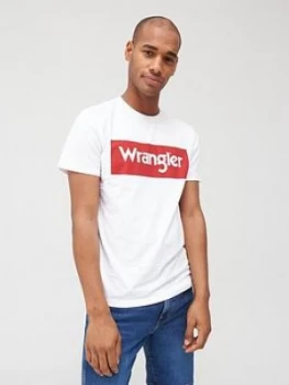 Wrangler Box Logo T-Shirt - White, Size XL, Men