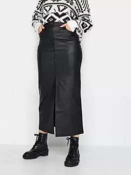 Long Tall Sally Black Coated Midi Skirt, Black, Size 14, Women