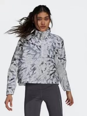 adidas Fast Graphic Primeblue Jacket, Grey, Size XL, Women