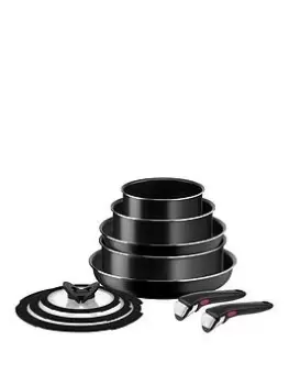 Tefal Ingenio Easy Cook & Clean 10Pc Set (24/28Cm Frypans, 16/20Cm Saucepans, 24Cm Sautepan, 16/20/24Cm Glass Lids + 2 Bakelite Handles)