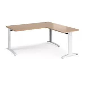 Office Desk Rectangular Desk 1600mm With Return Beech Tops With White Frames TR10