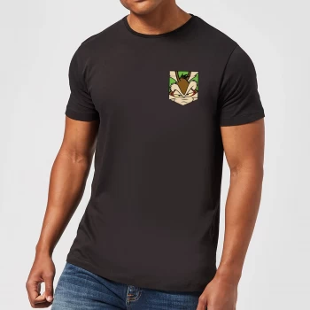 Looney Tunes Wile E Coyote Face Faux Pocket Mens T-Shirt - Black - 5XL