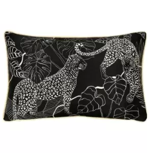 Aurora Rectangular Leopard Cushion Blush/Black, Blush/Black / 30 x 50cm / Polyester Filled