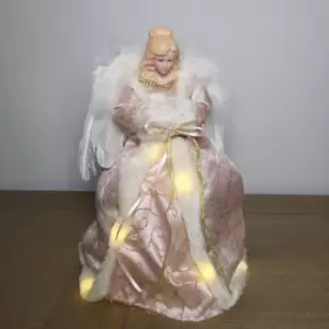 30cm Premier Christmas LED Lit Rose Gold Angel Tree Topper Decoration in Warm White