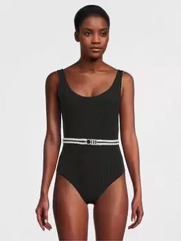 Solid & Striped The Annemarie Reversible Solid Rib Swimsuit - Black/Marshmallow
