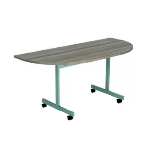 D-End Tilt Table 1400 x 700mm Grey Oak/Silver KF822431