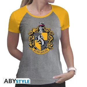 Harry Potter - Hufflepuff Women'S Small T-Shirt - Grey/Yellow