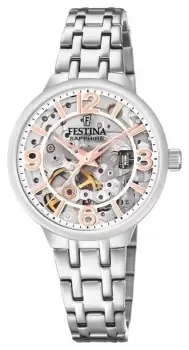Festina F20614/1 Ladies Skeleton Automatic W/ Steel Watch