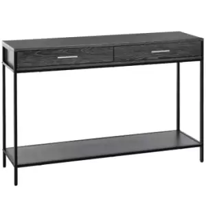 Homcom Console Table Worktop Bottom Shelf 2 Drawer Industrial Minimal Style Grey