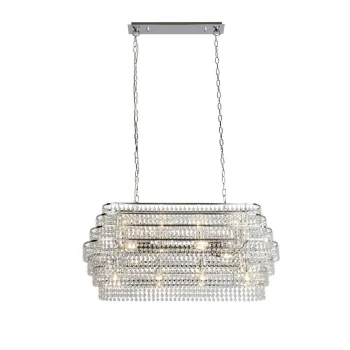 12 Light Pendant With Hanging Crystal - Chrome