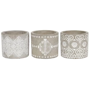 Grey Pattern Candle Holder Pack Of 3