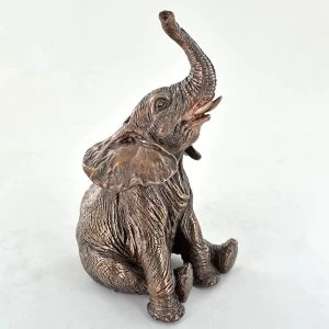 Sitting Elephant Cold Cast Bronze Sculpture
