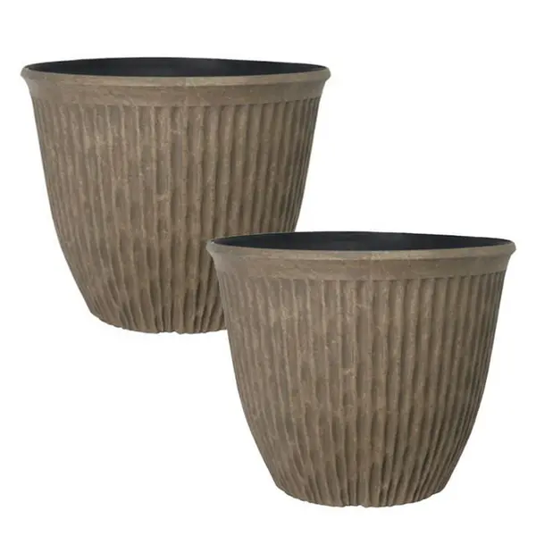 YouGarden Pair of Brooklyn Planters (15) - Faux Stone 30.5x38x38 Brown 39994705000
