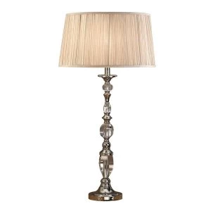 1 Light Large Table Lamp Polished Nickel Plate with Beige Shade, E14