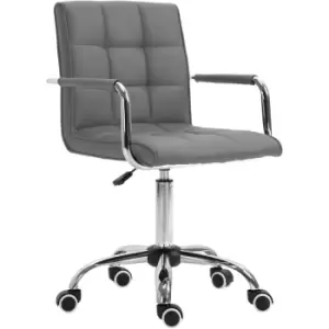 Mid Back Home Office Chair Swivel Computer Chair with Armrests, Grey - Grey - Vinsetto