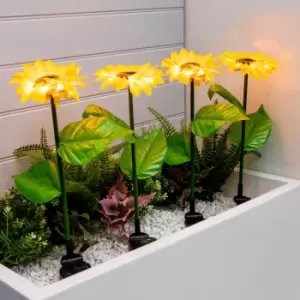 Streetwize Pack Of 4 Solar Powered Sunflower Stake Light