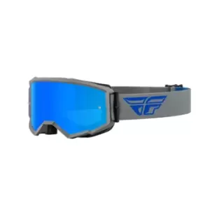 FLY Racing Zone Goggle Grey Blue W Sky Blue Mirror Smoke Lens
