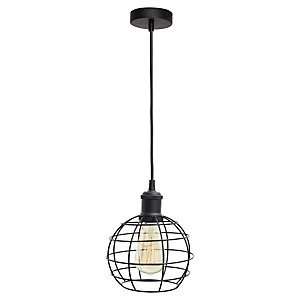 4lite WiZ Smart Blackened Silver Pendant with Bird Cage Shade and ST64 E27 Vintage Lamp
