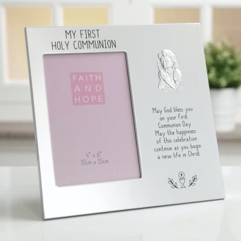 4" x 6" - Faith & Hope Aluminium 1st Communion Frame - Girl