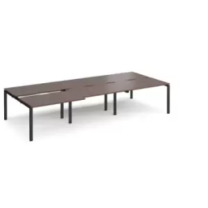 Bench Desk 6 Person Rectangular Desks 3600mm With Sliding Tops Walnut Tops With Black Frames 1600mm Depth Adapt