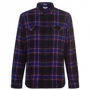 Wrangler Long Sleeve Flannel Shirt - Black/Blu/Rust