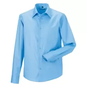 Russell Collection Mens Long Sleeve Tailored Ultimate Non-Iron Shirt (15inch) (Bright Sky)