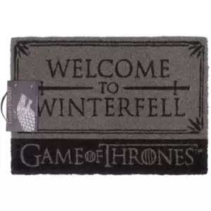 Game Of Thrones Official House Stark Welcome To Winterfell Door Mat (One Size) (Grey/Black) - Grey/Black