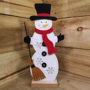 Premier Christmas 31cm Felt Snowman with 3 Warm White LED