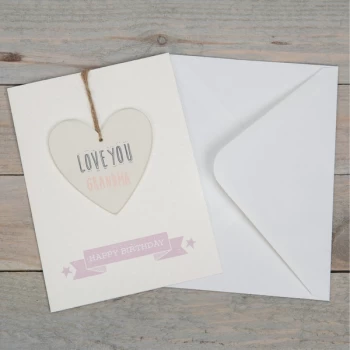 Greeting Card with Heart Plaque - Grandma