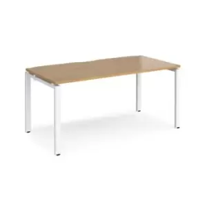 Bench Desk Single Person Starter Rectangular Desk 1600mm Oak Tops With White Frames 800mm Depth Adapt