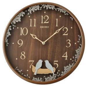 Seiko Swinging Bird Pendulum Wall Clock with Wood Effect Case - Dark Brown